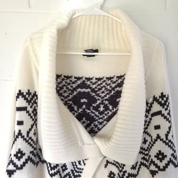 Lane Bryant plus size 18/20 W open front Geometric cardigan 3/4 sleeve ivory Wht - Picture 7 of 15